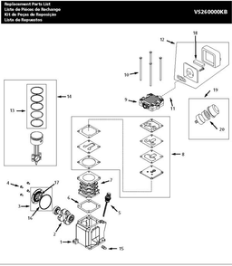 Vs Single-Cylinder Pump Parts Diagram and Parts List for VT629900  Campbell Hausfeld Compressor